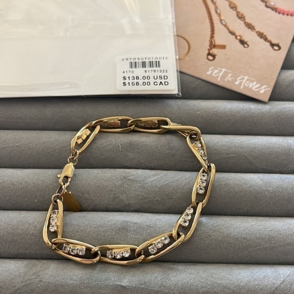 Anthropologie Set & Stone 14K Gold Monroe Bracelet. NWT - Picture 4 of 4